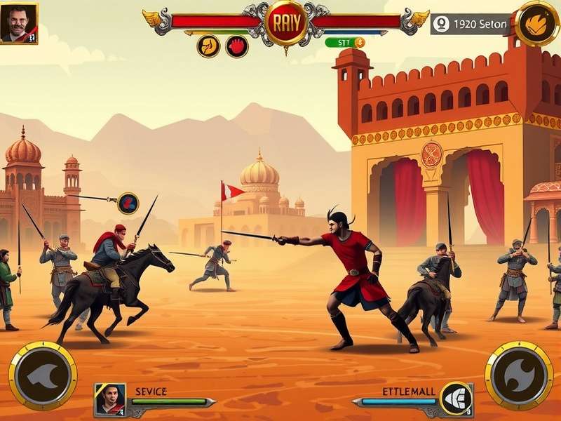 Rajput Warrior Trail game screenshot showing battle scene